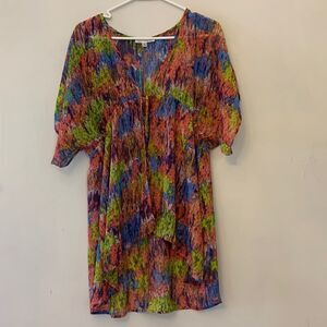 arloh multicolored swimsuit coverup. Sheer Tie front Size S/M